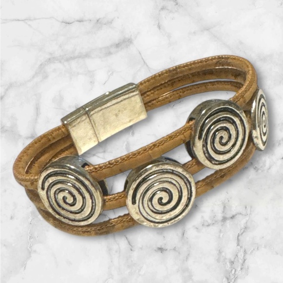 💟💎Vintage Spiral Design Cork Bracelet - Picture 6 of 14